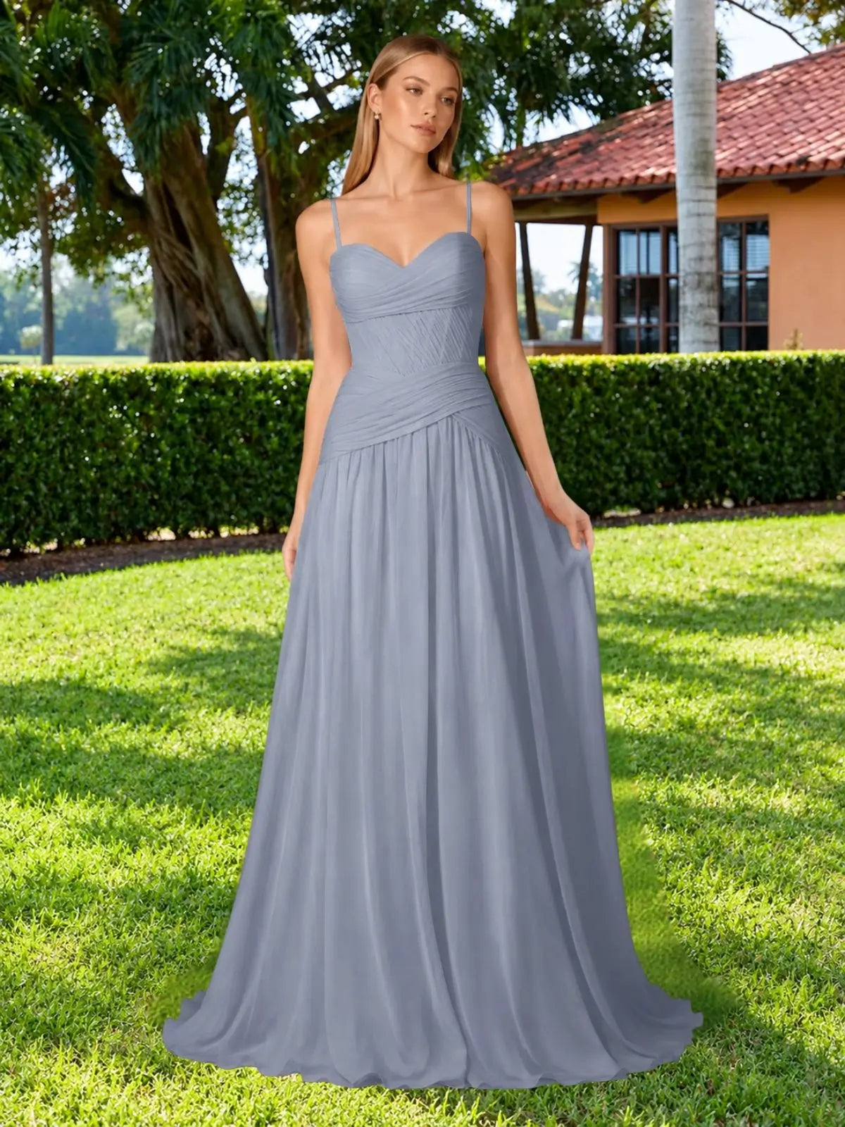 Chiffon Bridesmaid Dress with Ruched Design 