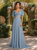 Cowl Neck Bridesmaid Dress with Cut-Out Detail