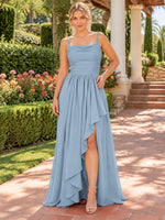 Spaghetti Asymmetrical Bridesmaid Dress 