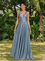 A-line Bridesmaid Dress with Cross-Over Bodice