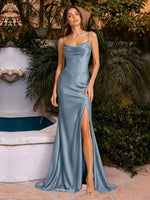 Sheath Bridesmaid Dress with High Slit 