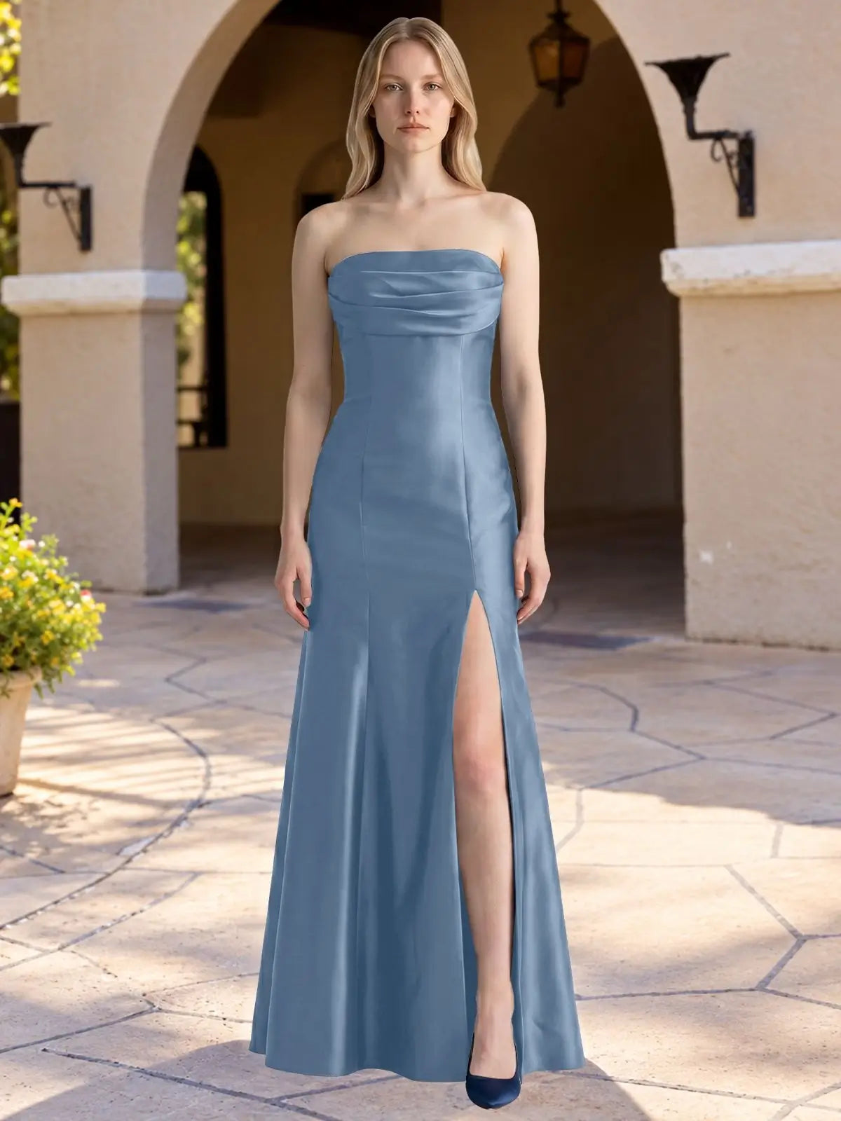 Strapless Ruched Bodice Prom Dress 