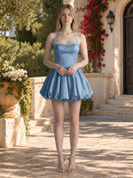 Beading Bubble Hem Mini Dress 