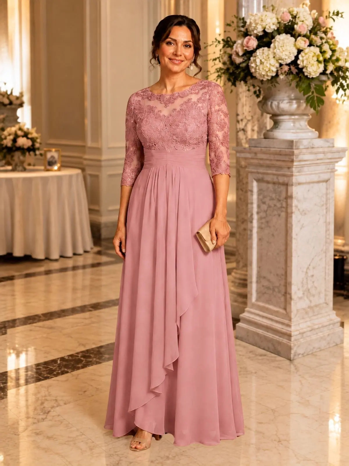 Three Quarter Sleeve Mother Dress 