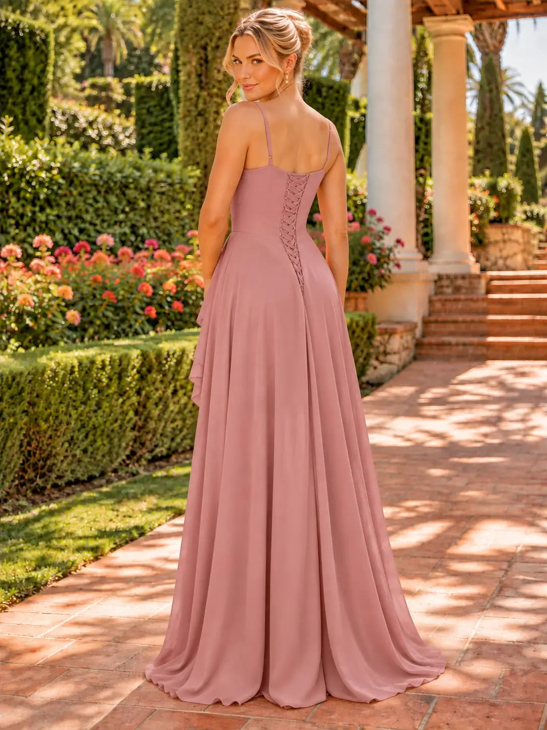 Spaghetti Asymmetrical Bridesmaid Dress 