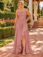 Spaghetti Asymmetrical Bridesmaid Dress 
