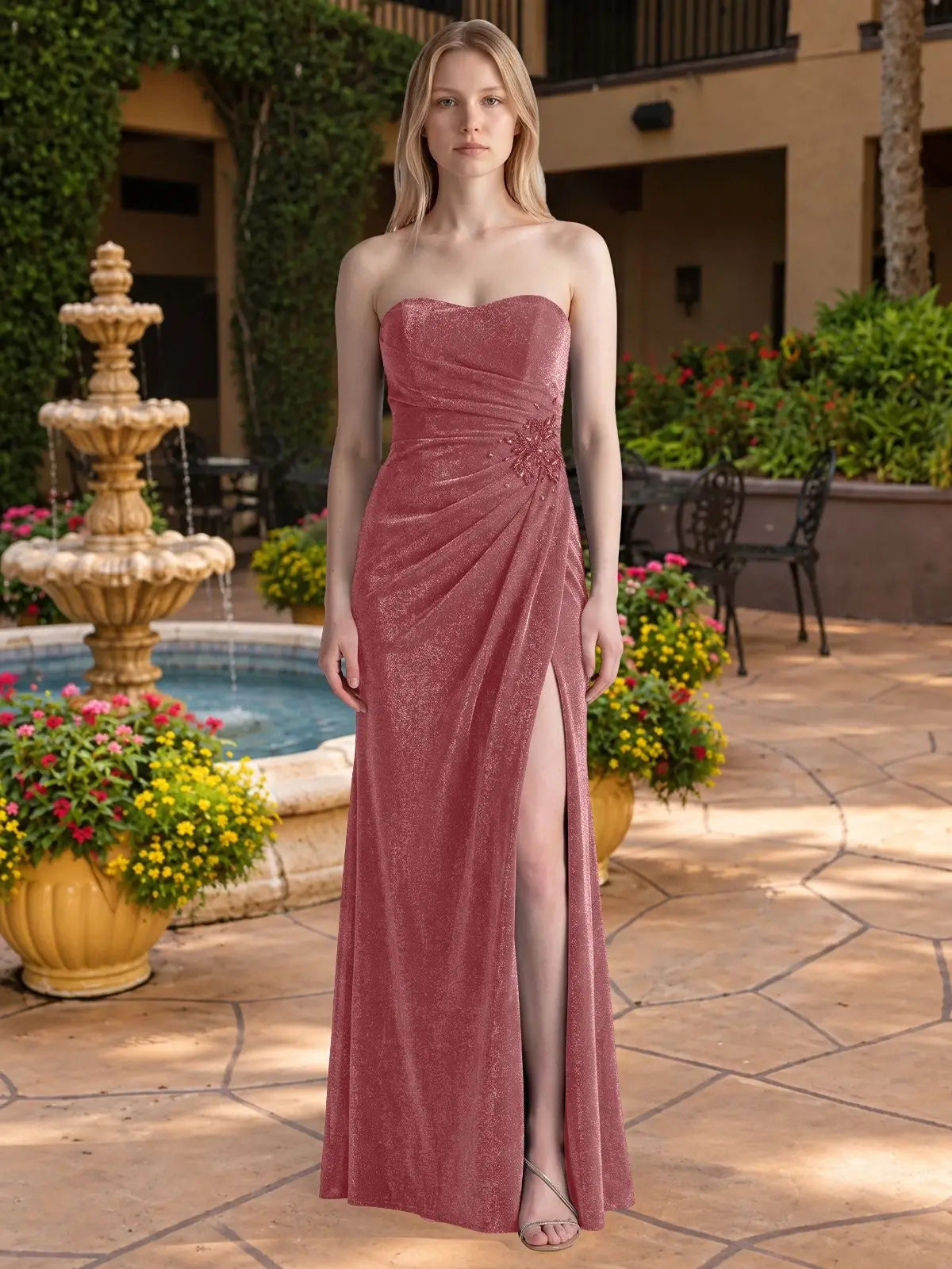 Velvet Prom Dress with Beaded Applique 