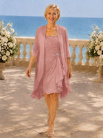 Ruched Chiffon Two-Piece Dress Set 