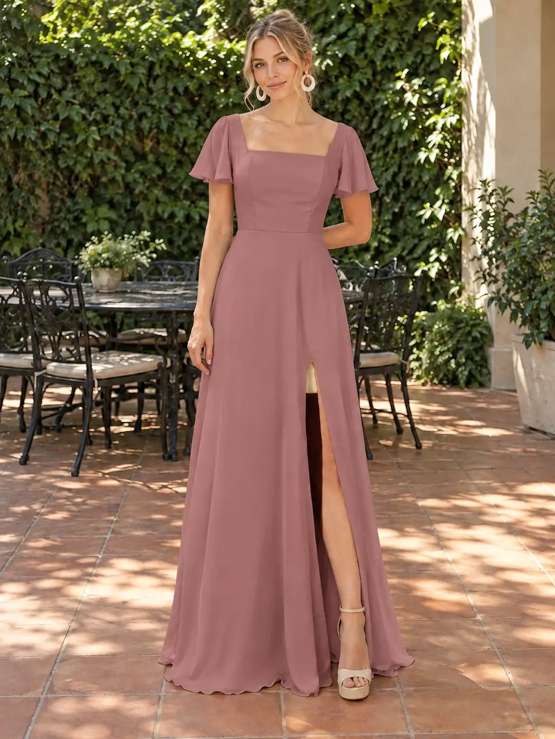 Flutter Sleeves Bridesmaid Dress 