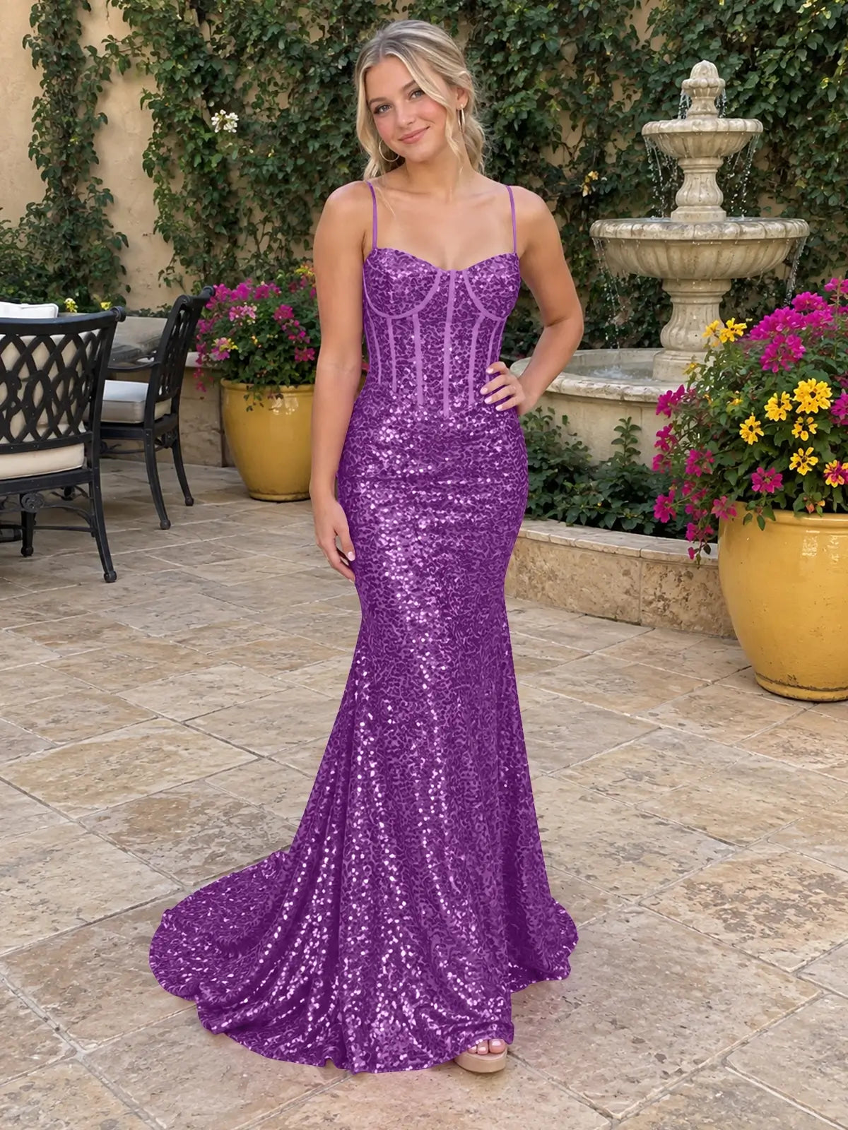 Spaghetti Sheath Prom Dress 