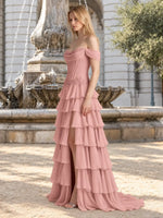 Tiered Off The Shoulder Prom Dress 