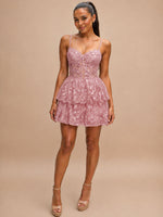 Sequin Appliques Mini Dress 