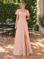 Flutter Sleeves Bridesmaid Dress 