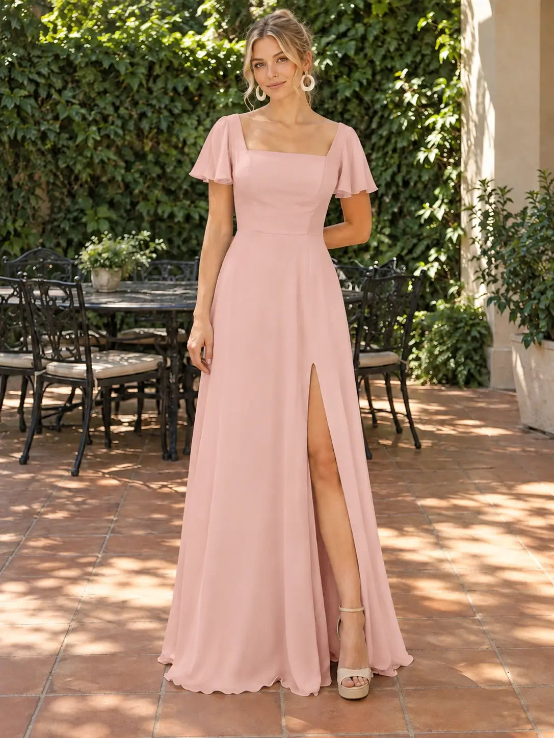 Flutter Sleeves Bridesmaid Dress 