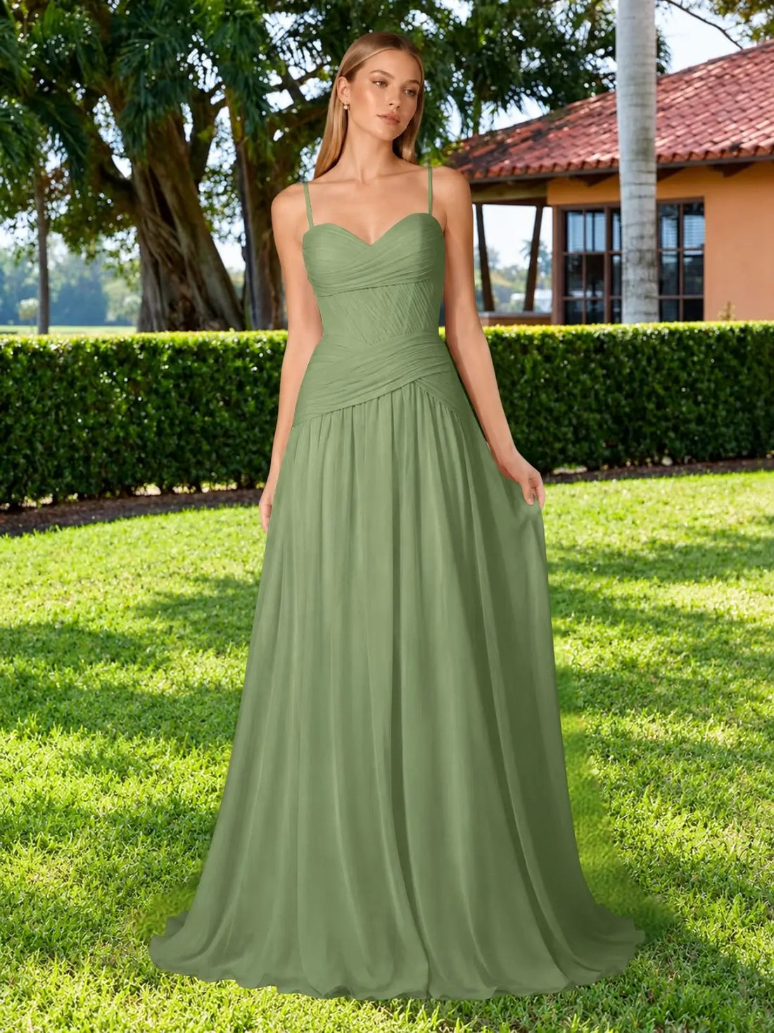Chiffon Bridesmaid Dress with Ruched Design 