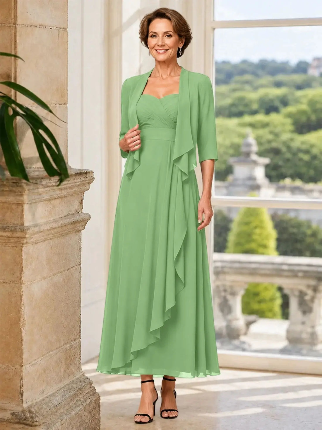Two-piece Mother of the Bride Dress with Ruffle Design 