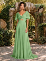 Cowl Neck Bridesmaid Dress with Cut-Out Detail