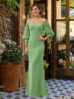 Mermaid Bridesmaid Dress with Puff Sleeves