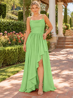 Spaghetti Asymmetrical Bridesmaid Dress 