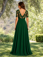 Lace Mother of the Bride Dress with Illusion Neckline