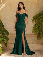 Mermaid Bridesmaid Dress with Tie Waist Sash