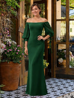 Mermaid Bridesmaid Dress with Puff Sleeves