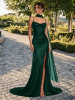 Mermaid Bridesmaid Dress with Neck Scarf 