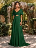 Cowl Neck Bridesmaid Dress with Cut-Out Detail