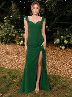 Chiffon Bridesmaid Dress with Ruffle Straps 