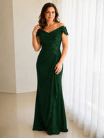 Off-Shoulder Chiffon Sheath Dress 