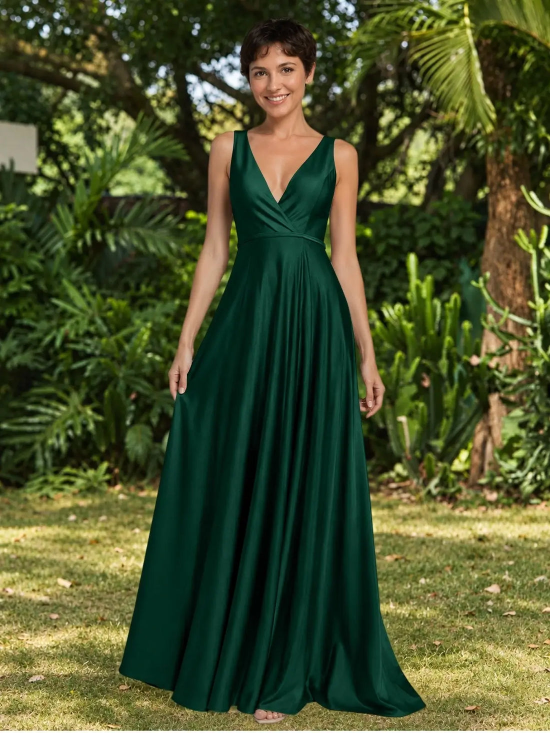 A-line Bridesmaid Dress with Cross-Over Bodice