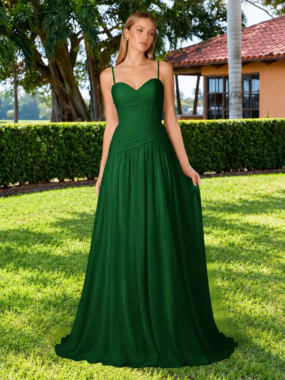 Chiffon Bridesmaid Dress with Ruched Design 