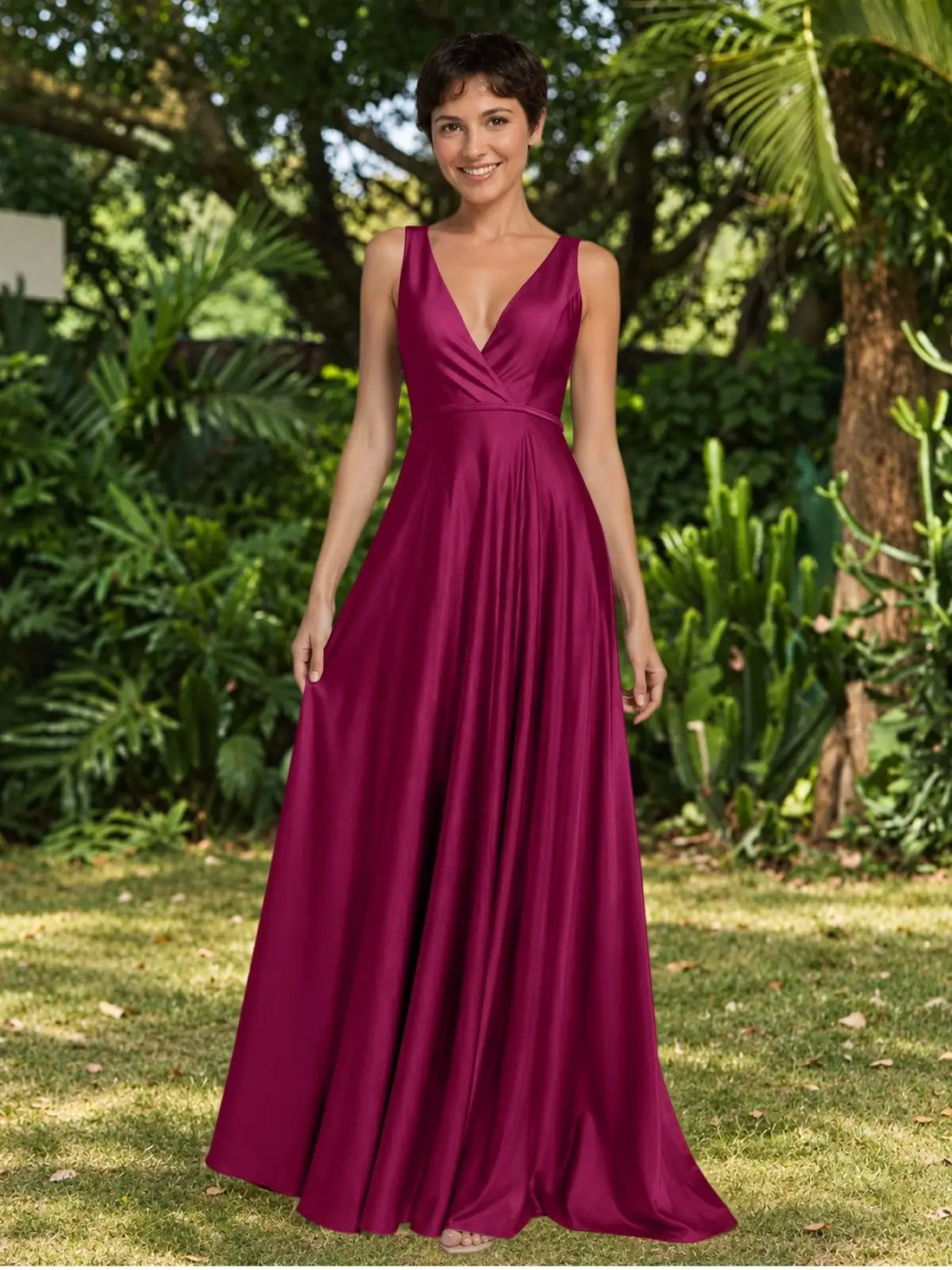 A-line Bridesmaid Dress with Cross-Over Bodice