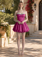 Beading Bubble Hem Mini Dress 