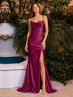 Sheath Bridesmaid Dress with High Slit 