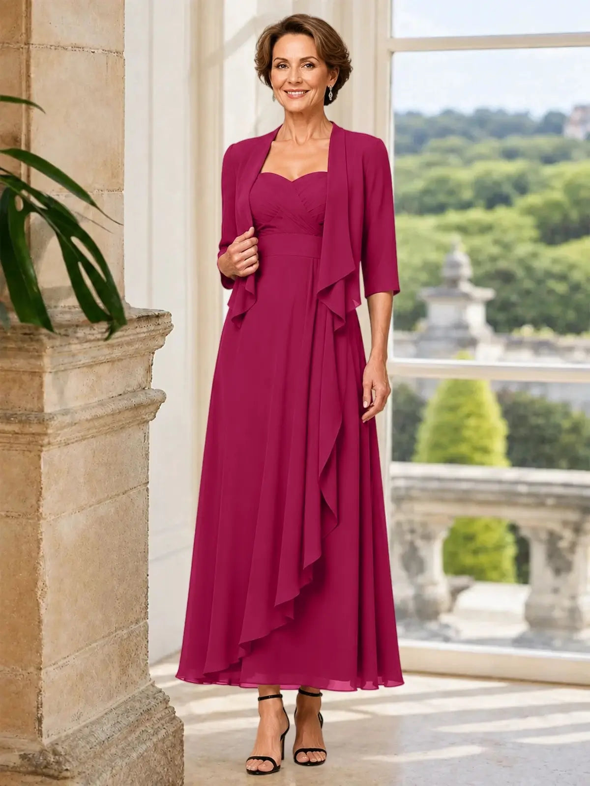 Two-piece Mother of the Bride Dress with Ruffle Design 