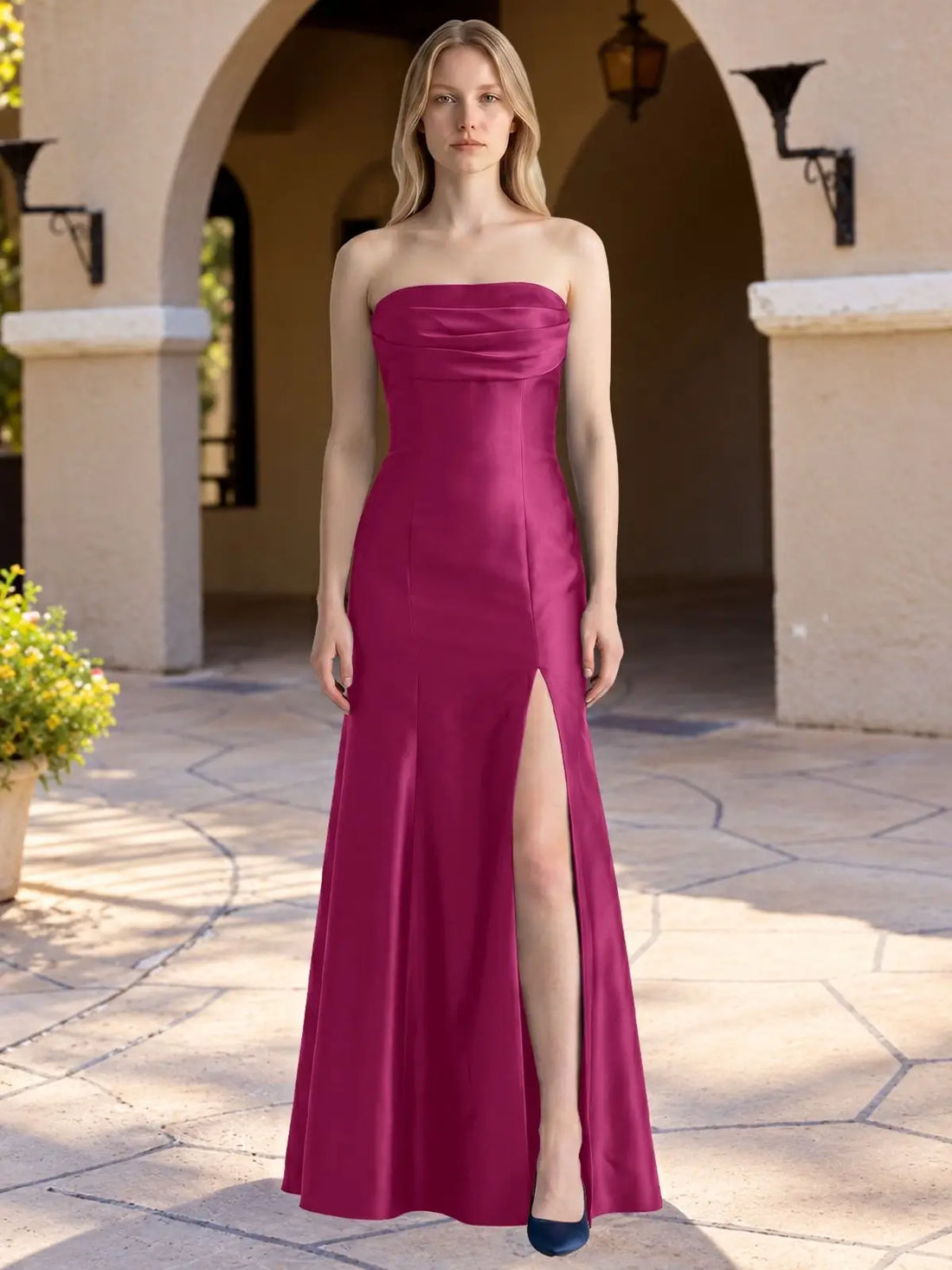 Strapless Ruched Bodice Prom Dress 