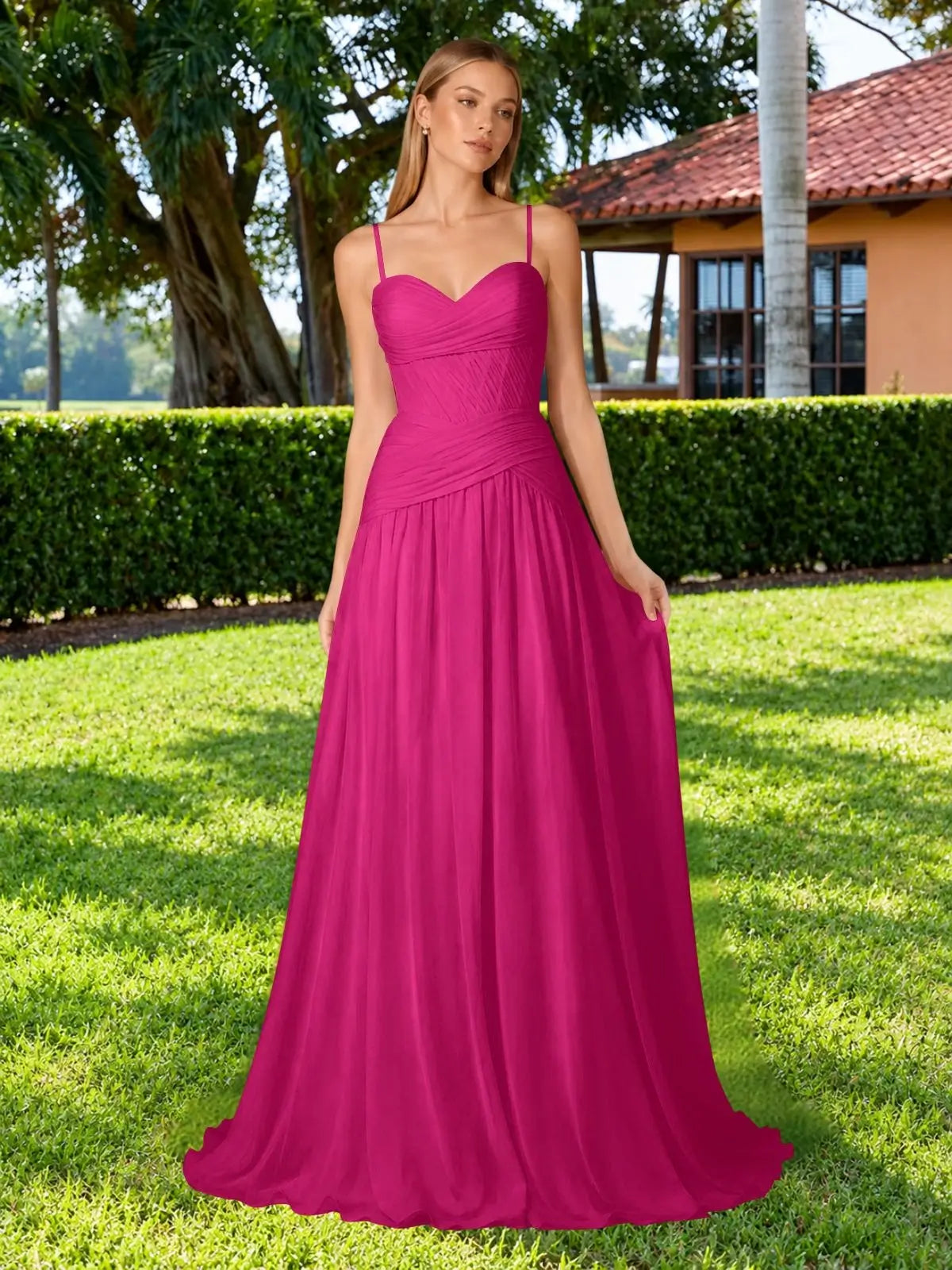 Chiffon Bridesmaid Dress with Ruched Design 