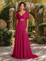 Cowl Neck Bridesmaid Dress with Cut-Out Detail
