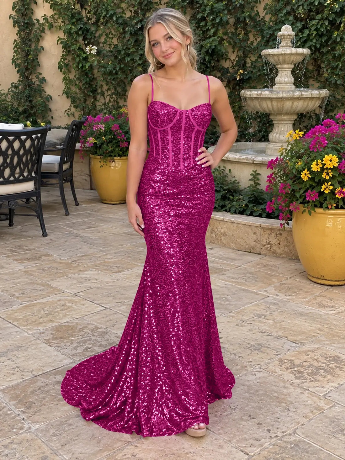 Spaghetti Sheath Prom Dress 