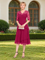 A-line Mother of the Bride Dress with Lace Sleeves 