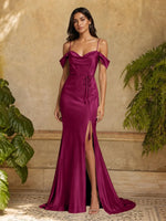 Mermaid Bridesmaid Dress with Tie Waist Sash