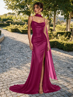 Mermaid Bridesmaid Dress with Neck Scarf 