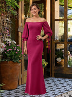 Mermaid Bridesmaid Dress with Puff Sleeves