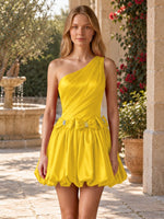One-Shoulder Bow Mini Dress 