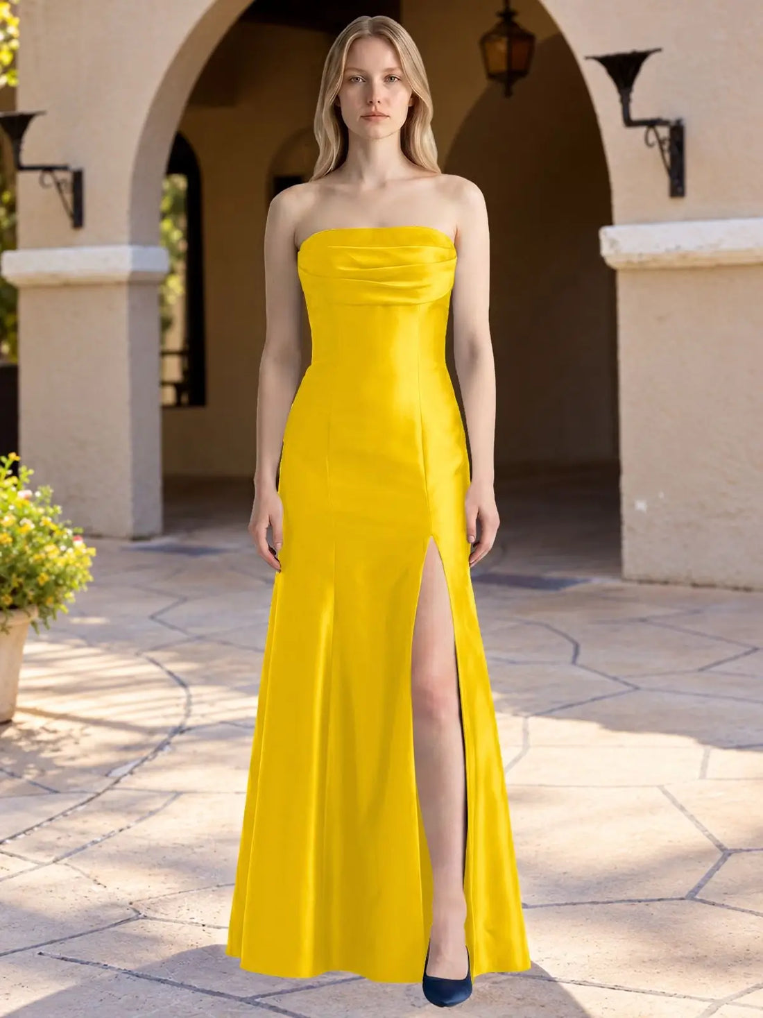 Strapless Ruched Bodice Prom Dress 