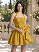 Halter Oversized Bow Mini Dress 