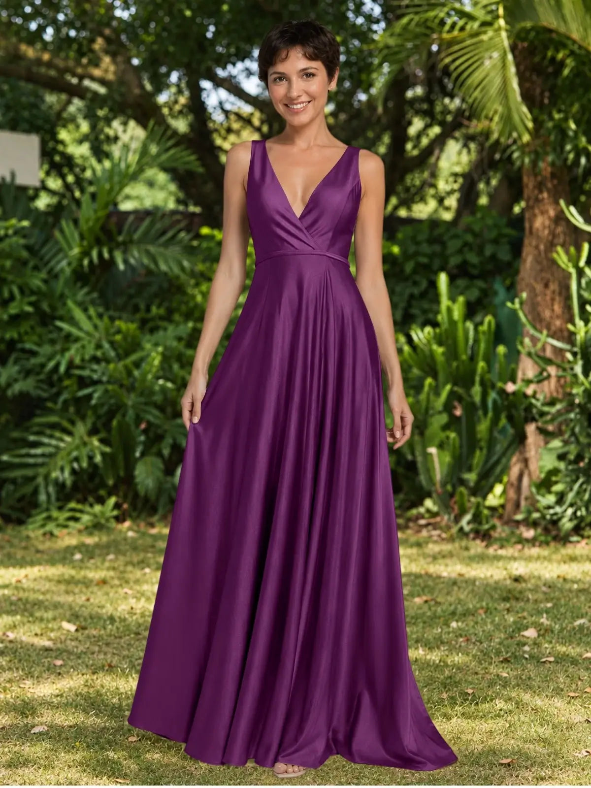 A-line Bridesmaid Dress with Cross-Over Bodice