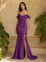 Mermaid Bridesmaid Dress with Tie Waist Sash