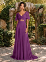 Cowl Neck Bridesmaid Dress with Cut-Out Detail